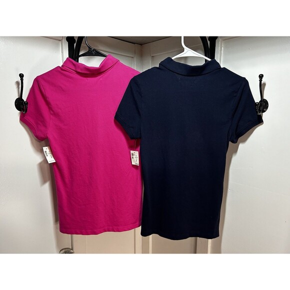 Aeropostale A87 Juniors Polo Shirts Lot Of 2 NWT Pink Navy Large School Uniform - Picture 4 of 6